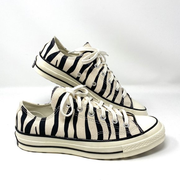 Converse Chuck 70 Low Black Zebra Stripes Black Beige Shoes Men's Size 167811C - Picture 3 of 8